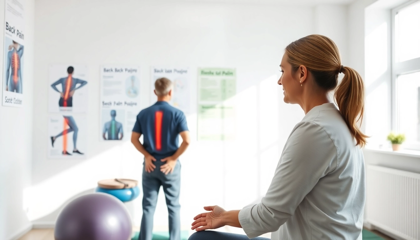 Implementing back pain remedies during a physiotherapy session with a professional therapist.