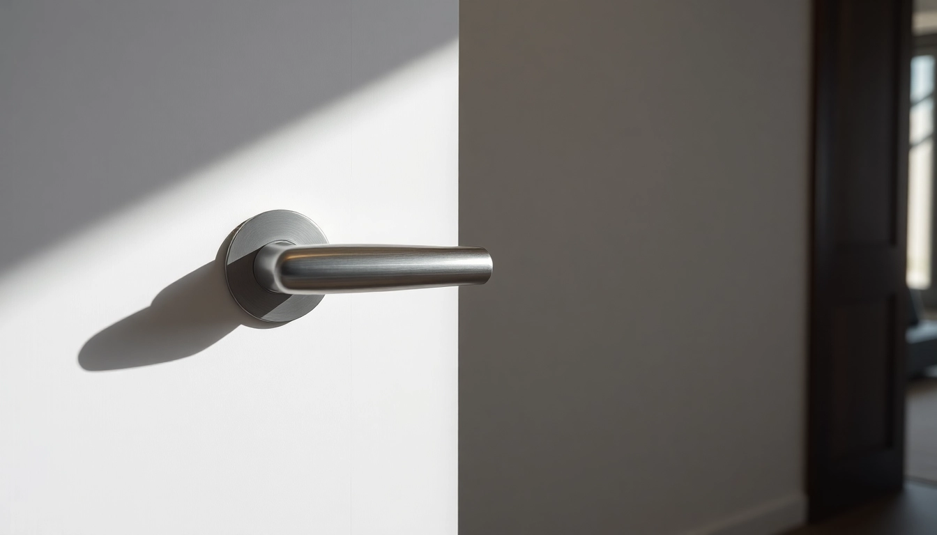 Modern door handle in an elegant setting showcasing its sleek design and craftsmanship.