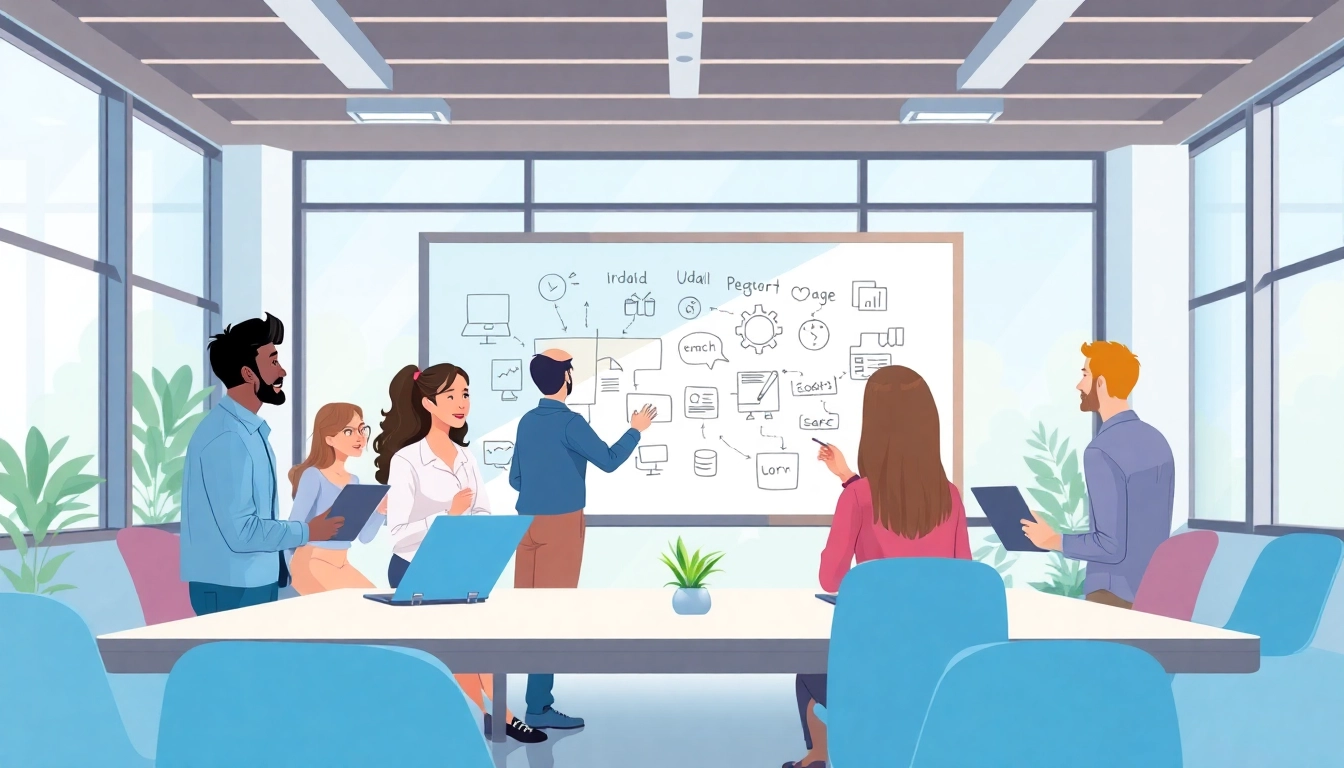 Erkläranimation kreative Teamarbeit in einem modernen Büroraum visualisiert.