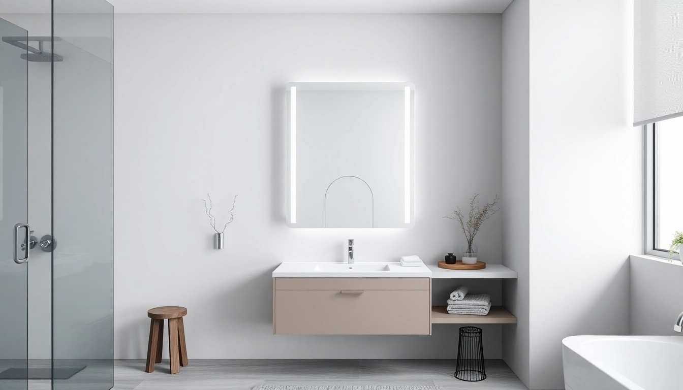 Präsentation des sonni Spiegelschrank in einem eleganten Badezimmer mit stilvollem Design und Beleuchtung.