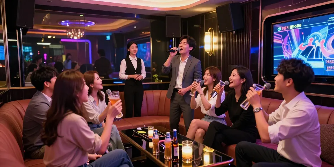 강남가라오케에서 친구들과 즐거운 시간을 보내는 활기찬 모습.