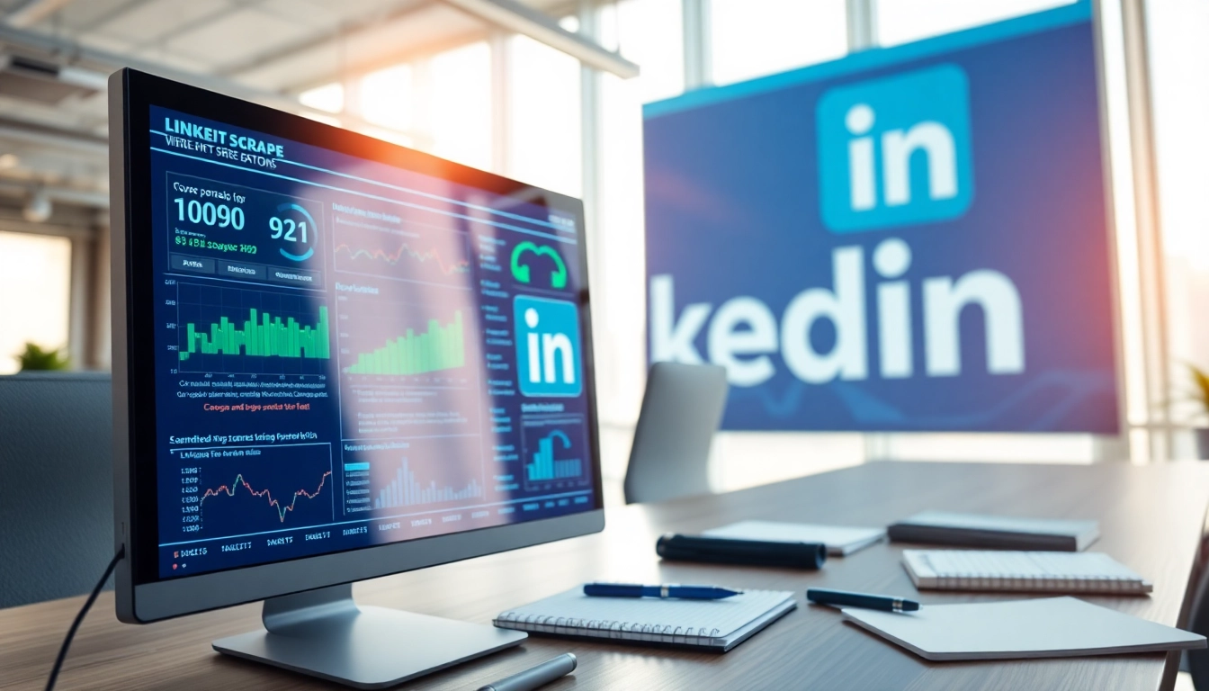 Examine linkedin scraper pricing with data visuals and charts in a modern office setting.
