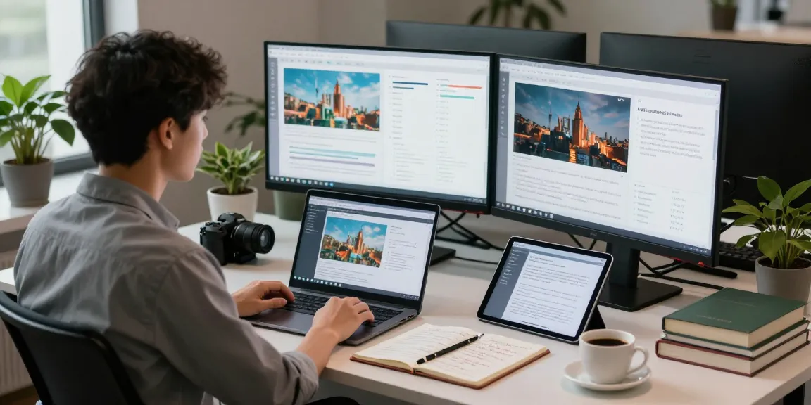 Data scientist using a free ai detector tool at a modern workspace, analyzing AI-generated images.