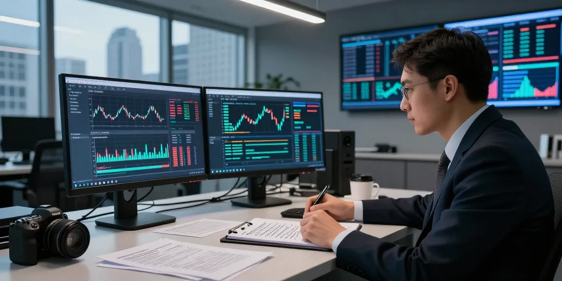 Investigator analyzing financial crime intelligence data in a modern office