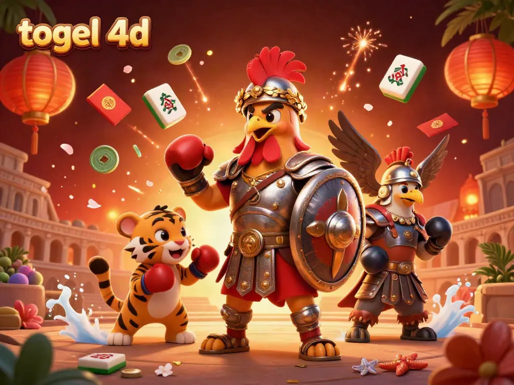 Engage with the vibrant world of togel 4d amidst a captivating 3D casino scene filled with dynamic gaming elements.