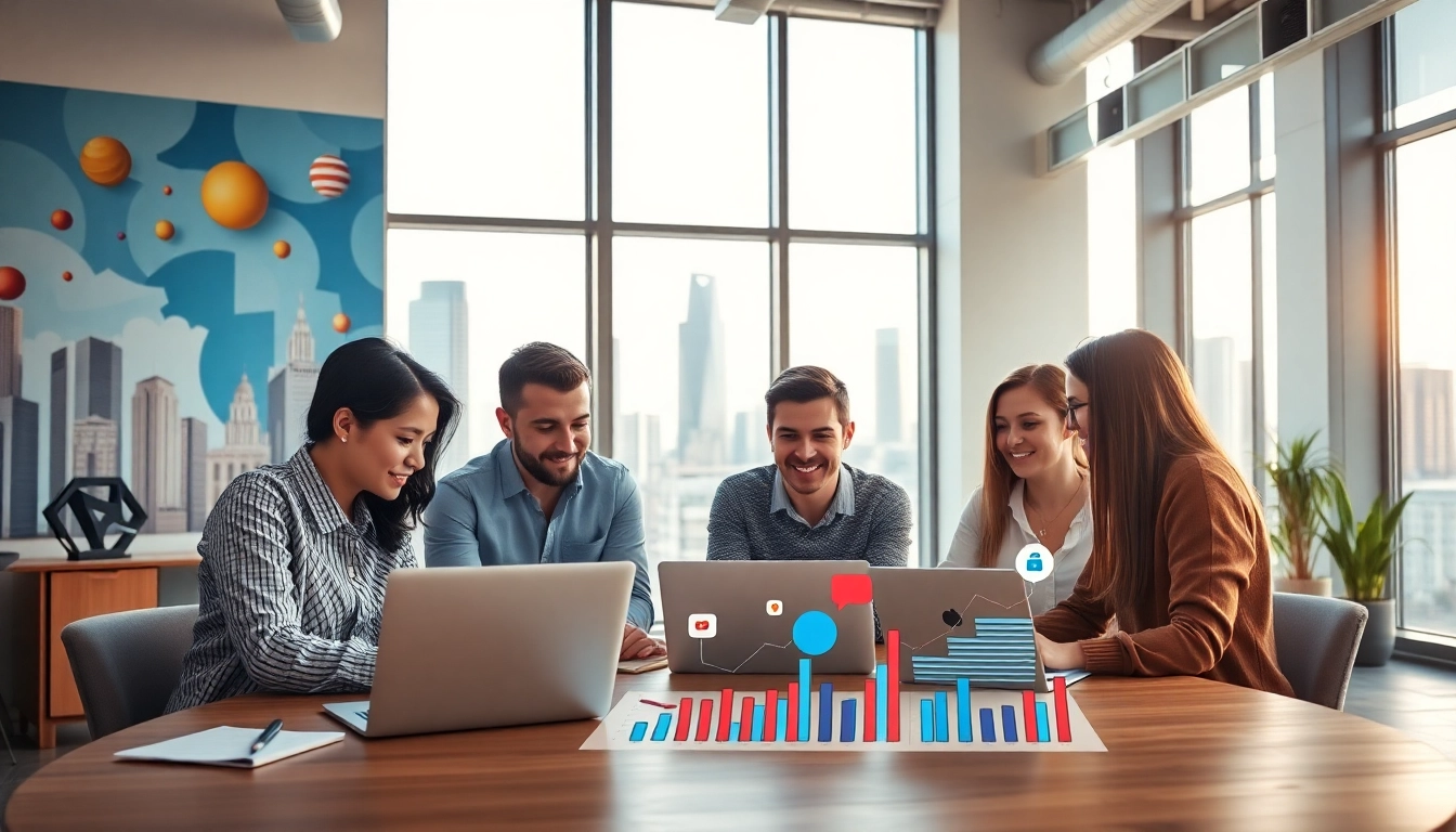 Social media marketing companies edmonton team strategizing in a modern office environment.
