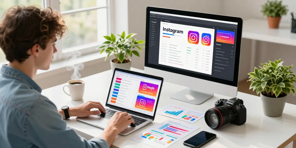 Boost your online presence by acheter des likes sur instagram, showcasing a young marketer at a vibrant workspace analyzing social media metrics.