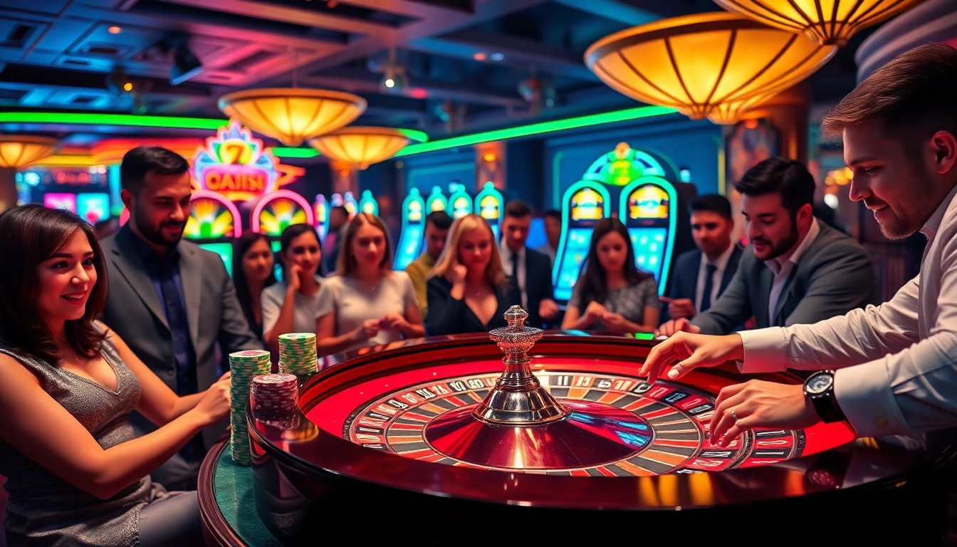 Players at a lavish casino table enjoying games, evoking the excitement of goo99 gaming.