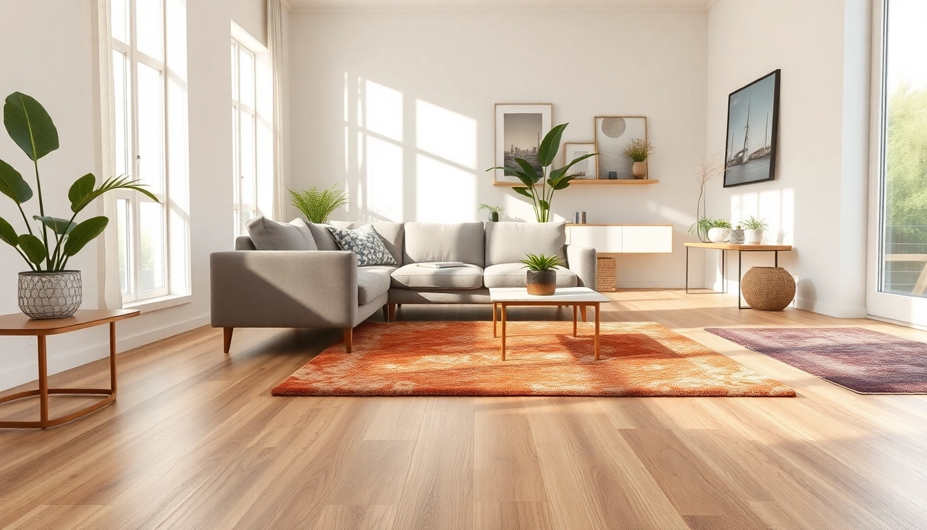 Showcase of vinyl flooring enhancing a modern living room's aesthetic appeal.