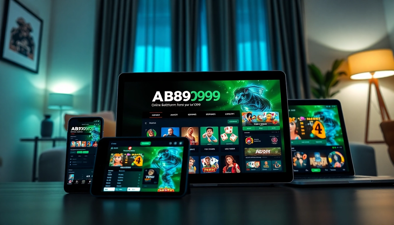 The ABC999 online betting platform displayed on multiple devices, emphasizing its user-friendly interface and engaging games.