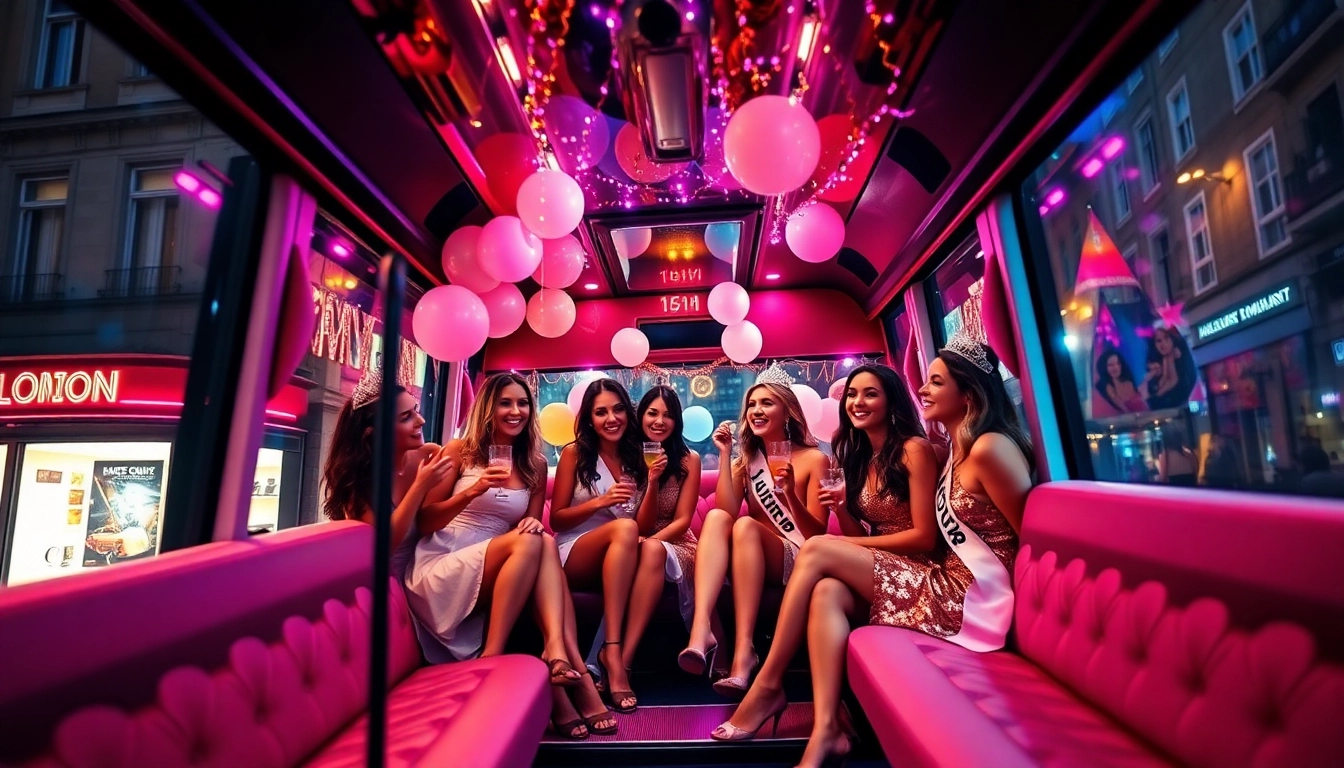 Party bus hire for hen nights London with stylish decor and joyful celebration.