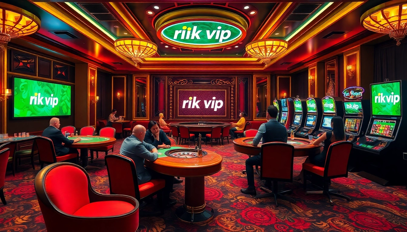 Engaged players enjoying high-stakes gambling at rik vip online casino with vibrant atmosphere.