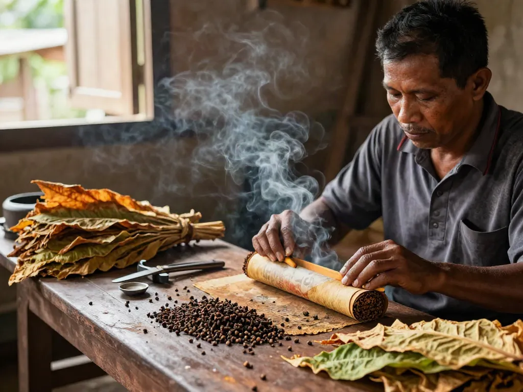 Crafting Djarum Bos clove cigarettes by skilled artisans in Indonesia