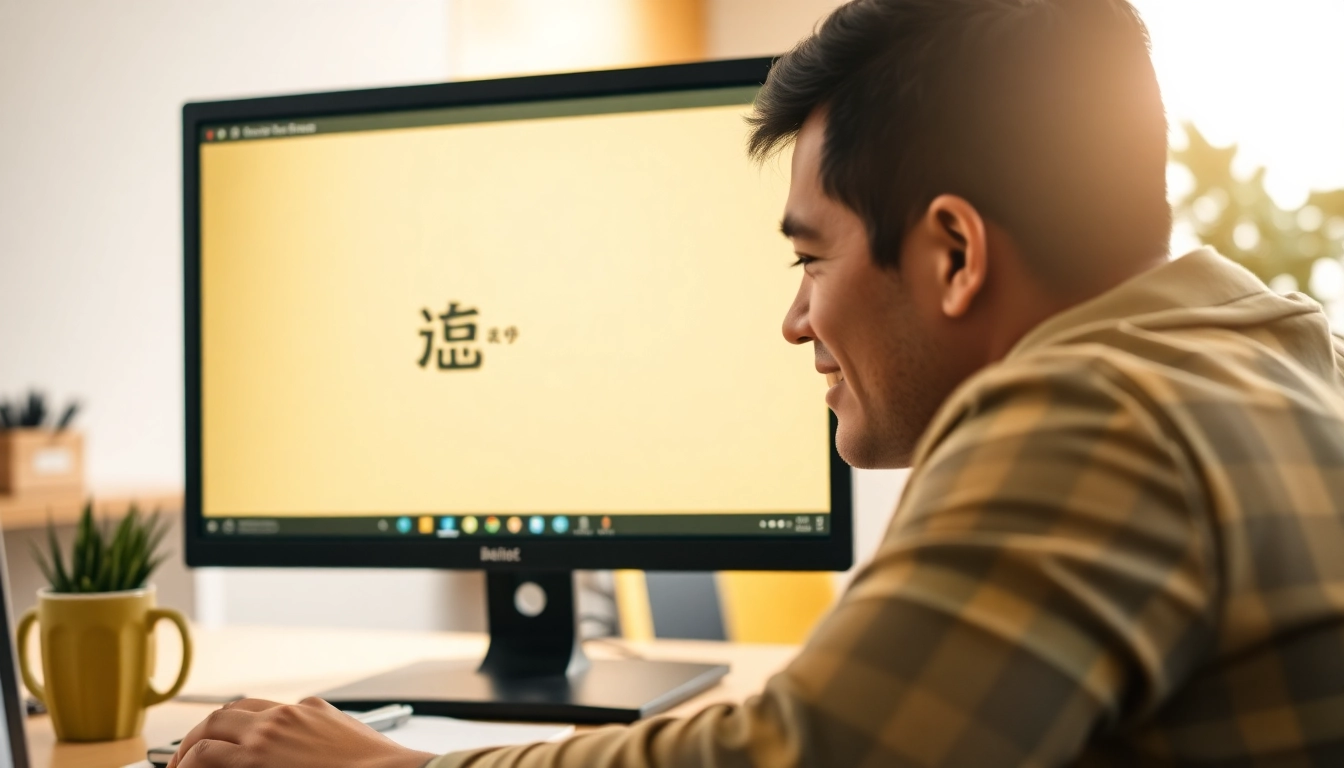 Download the 向日葵下载 application with a focused professional in a vibrant workspace.