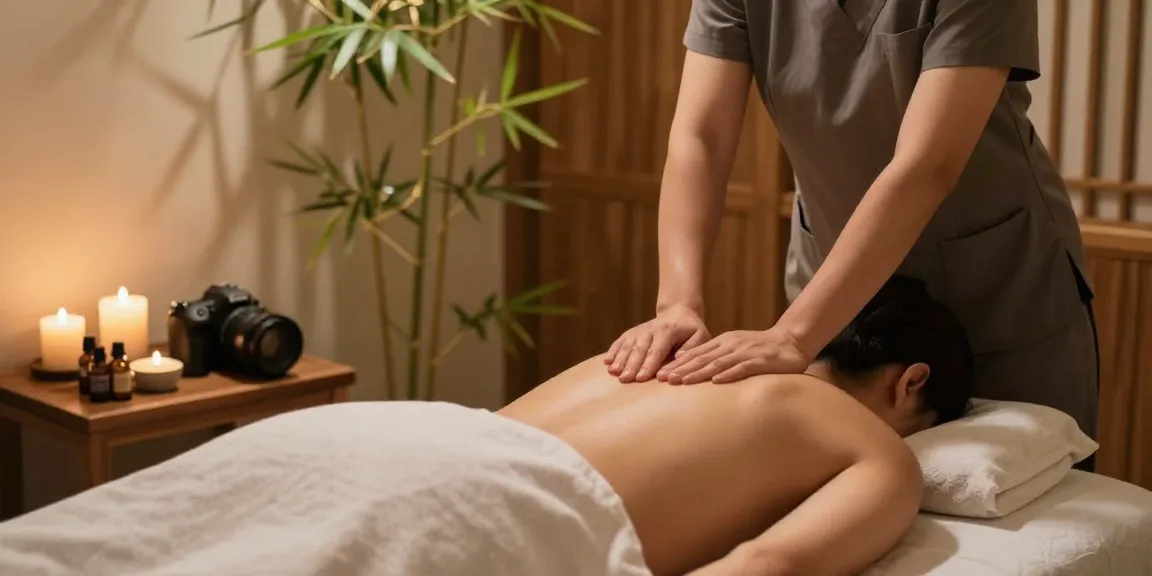 Relaxing 마포스웨디시 massage in serene wellness spa setting with natural elements.