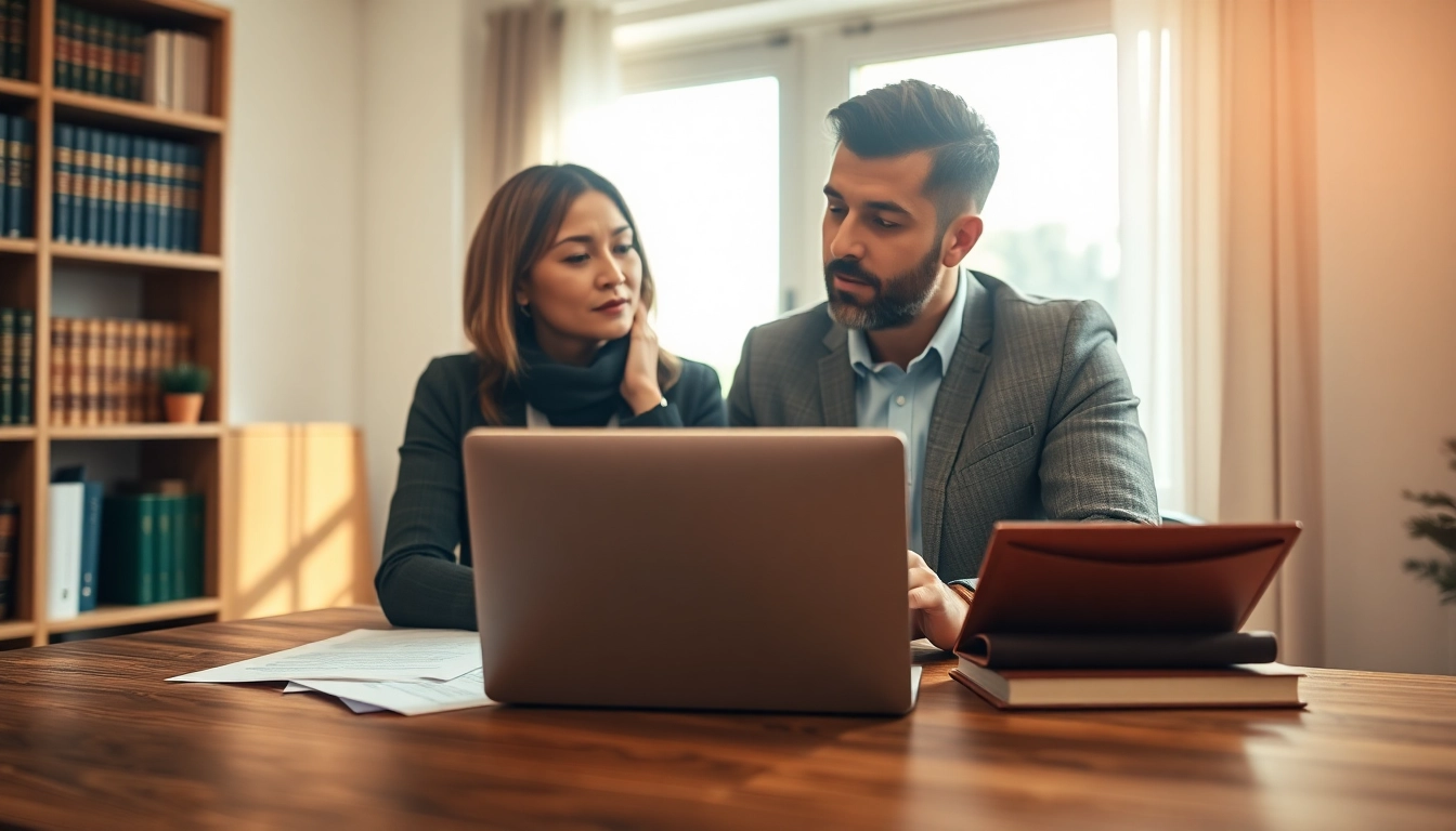 Couple collaborating on their Family Law Financial Agreements in a professional environment.
