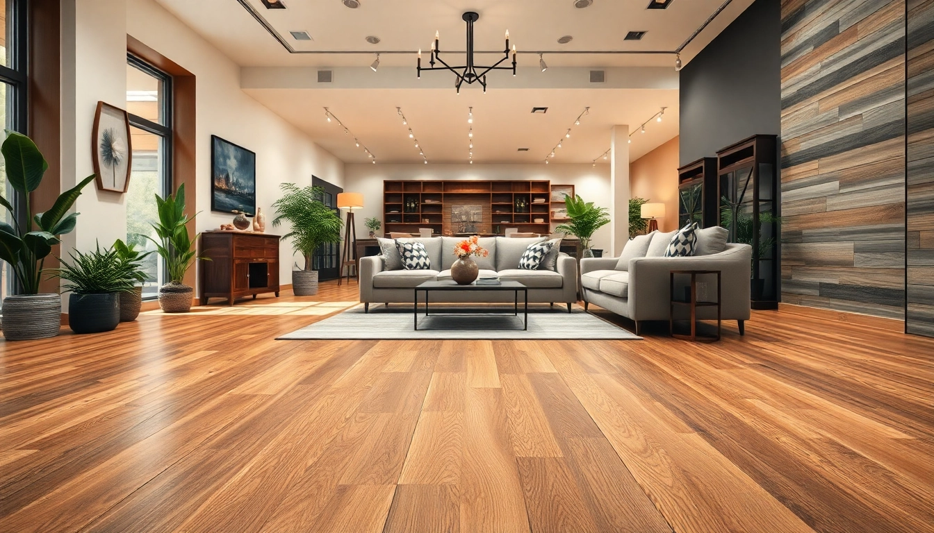 Explore flooring companies near me with luxurious vinyl planks in a professional showroom setting.