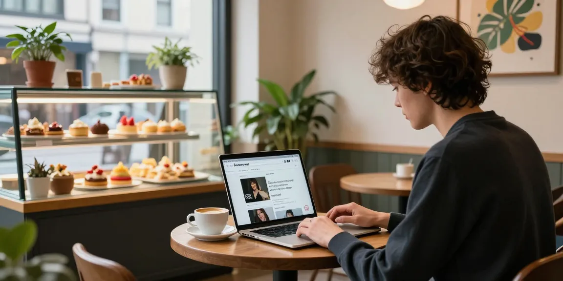 Browsing the website https://forumup.org/shop/search.php?ca_id=&addr1=&addr2=&addr3=&schKeyword= in a cozy café setting with coffee and pastries.