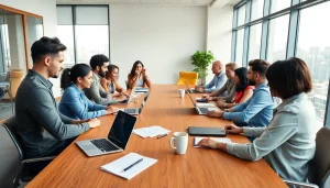 Collaborative business meeting at https://c168me.com/ showcasing teamwork and modern office setting.