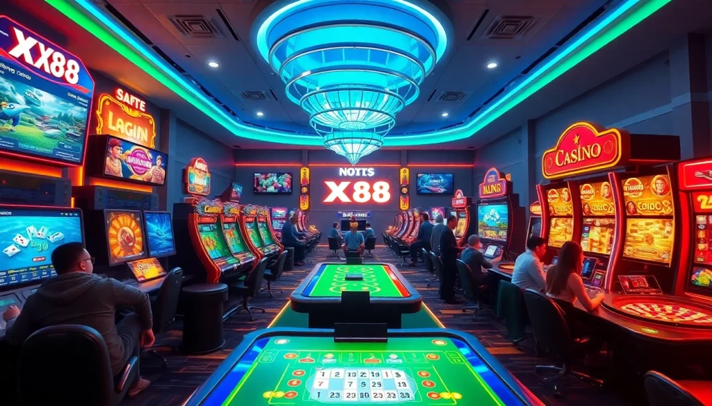 Experience the thrilling online gambling atmosphere at XX88, showcasing engaging games and a user-friendly interface.