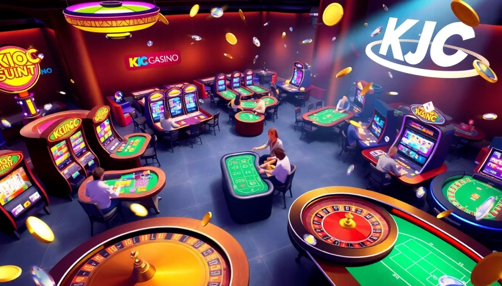 KJC AC casino experience with vibrant tables, poker chips, and thrilling gameplay