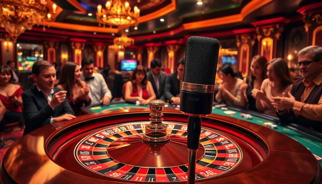 gamblers enjoying high-stakes play with MV88 microphone capturing the casino's excitement