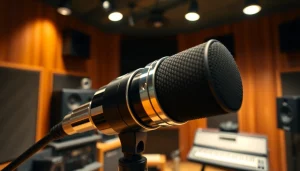 MV88 microphone showcased in a professional recording studio, highlighting audio quality and design.