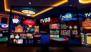 TV88 online gambling platform interface showcasing games, promotions, and secure transactions.