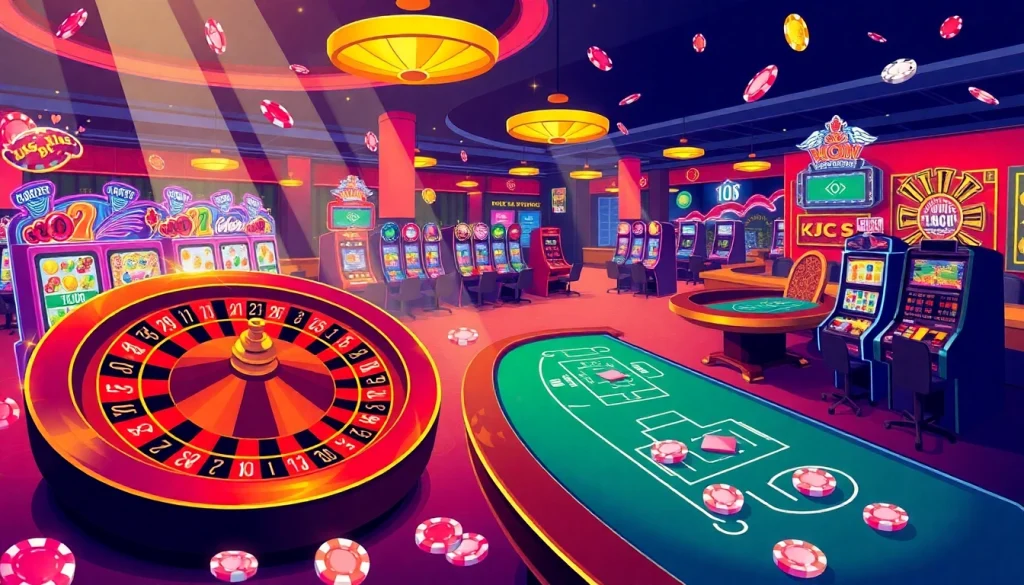 Casino gaming experience at KJC AC with tables, slots, and chips.