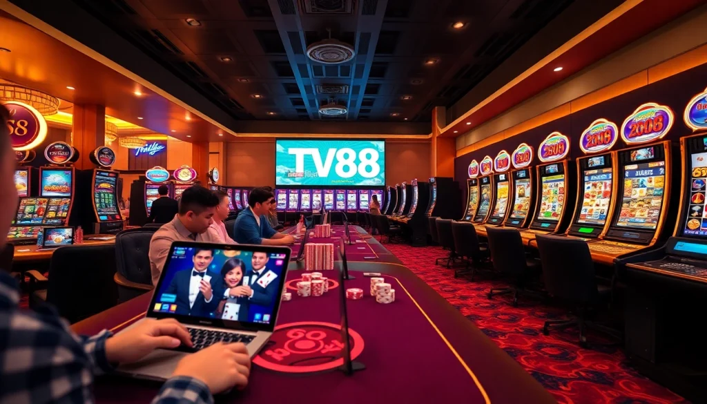TV88 online casino experience with players enjoying games on modern devices.