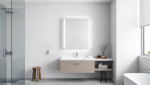 Präsentation des sonni Spiegelschrank in einem eleganten Badezimmer mit stilvollem Design und Beleuchtung.