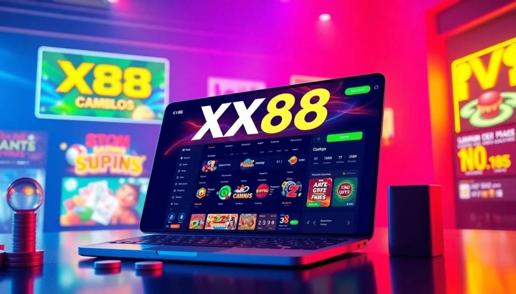 Experience the dynamic interface of XX88 for online gambling, showcasing engaging games and user-friendly design.