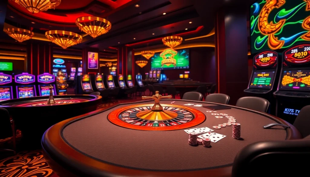 Casino tables and an exciting roulette wheel representing KJC AC.