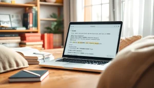 Youdao翻译 displayed on a translator's laptop in a cozy office environment