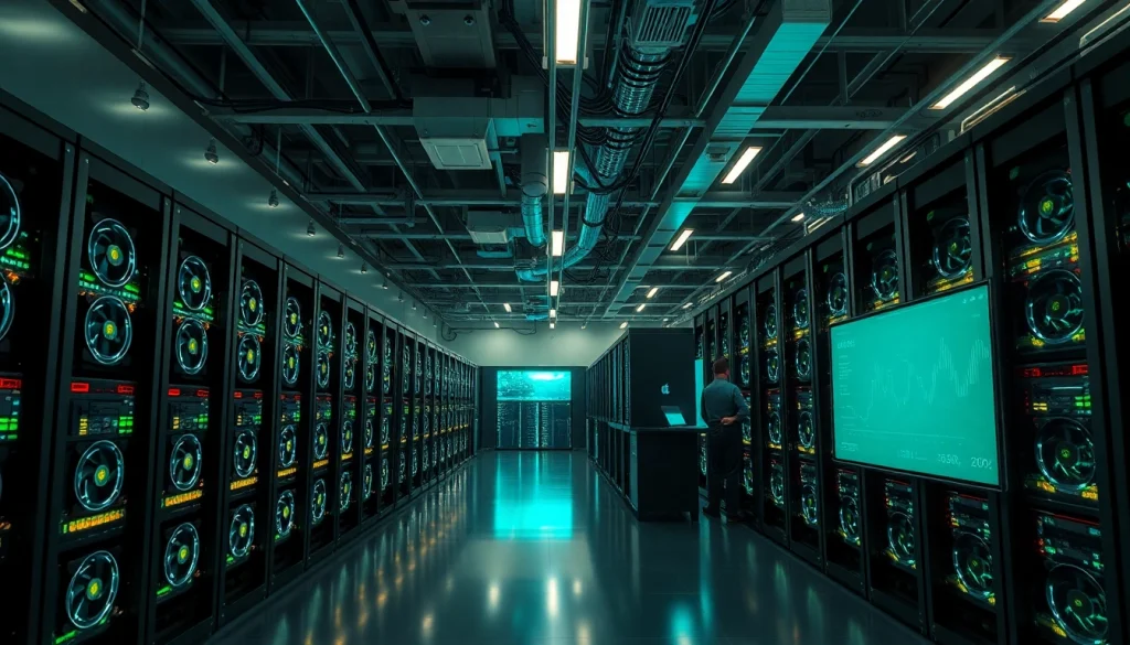 Modern cryptocurrency mining facility showcasing advanced rigs, representing the best crypto mining site.
