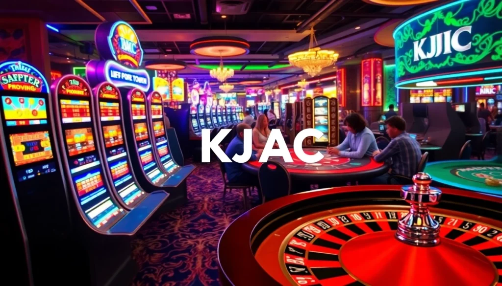 Casino gamblers enjoying a lively table game experience at KJC AC.