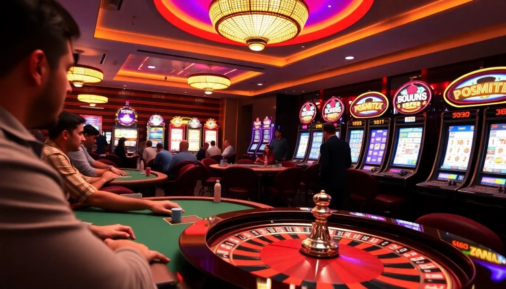 KJC AC casino game night with players at tables and slot machines.