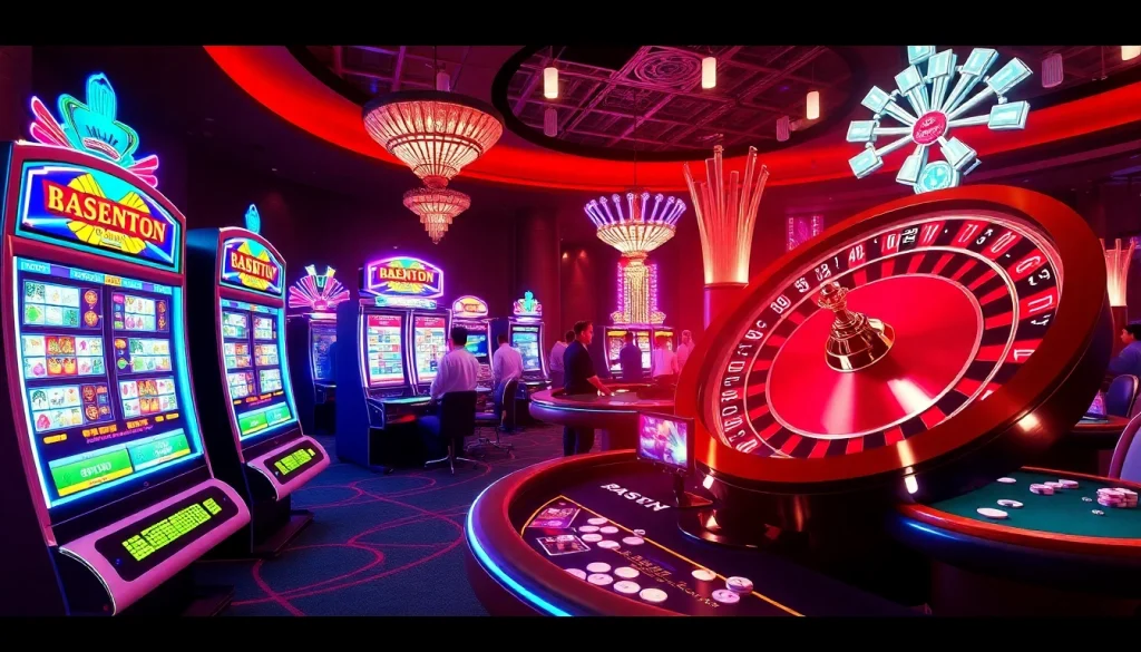KJC AC 1: Exciting casino environment with vibrant slot machines and poker tables.