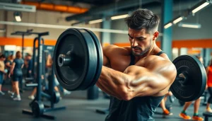 Weightlifting session featuring a focused trainer, showcasing 888 new fitness techniques.