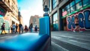 Vozol Vape-Gerät mit modernem Design im urbanen Umfeld.