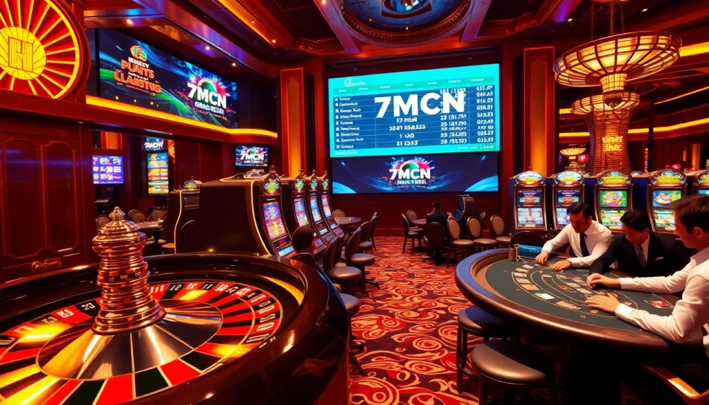 Experience thrilling gameplay with 7mcn odds on luxurious casino tables and vibrant slot machines.