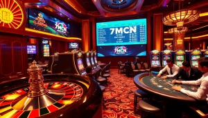 Experience thrilling gameplay with 7mcn odds on luxurious casino tables and vibrant slot machines.