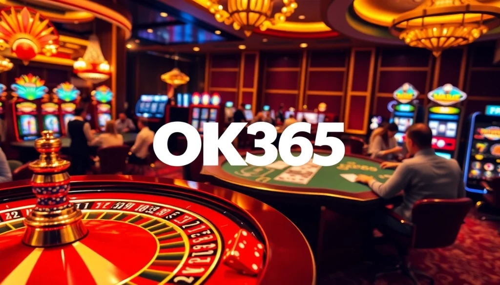Experience the thrill of betting at OK365 with vibrant casino elements.