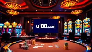 Engaged players at a luxurious casino table showcasing uu88 com gambling experiences with poker and roulette.