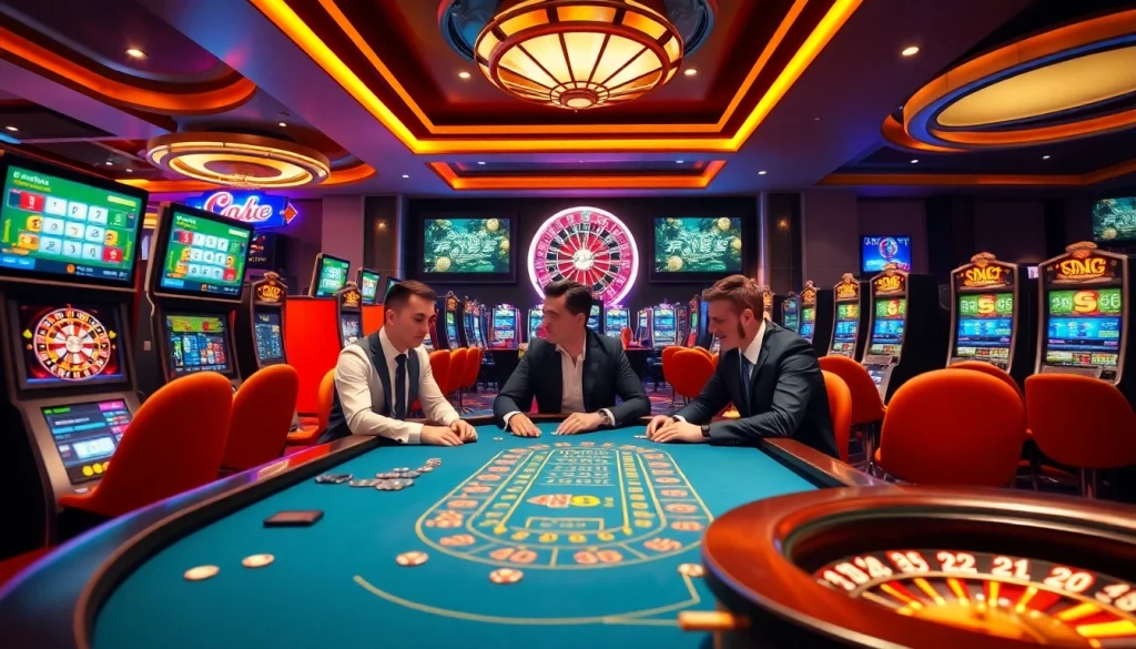 Experience the luxury gaming at vn168 casino with players engaging in high-stakes poker action.