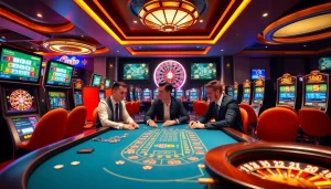 Experience the luxury gaming at vn168 casino with players engaging in high-stakes poker action.