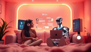 Engaging interaction showcasing AI chat sex with a cozy digital environment and intimate avatars.