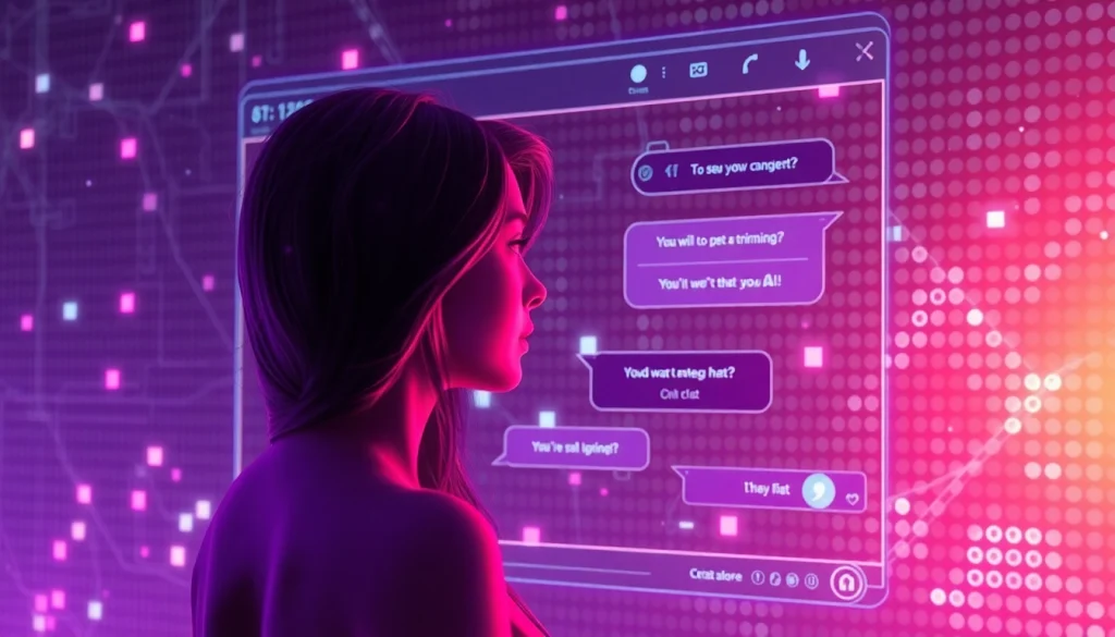 Explore engaging interaction with sex chat AI in a futuristic digital artwork.
