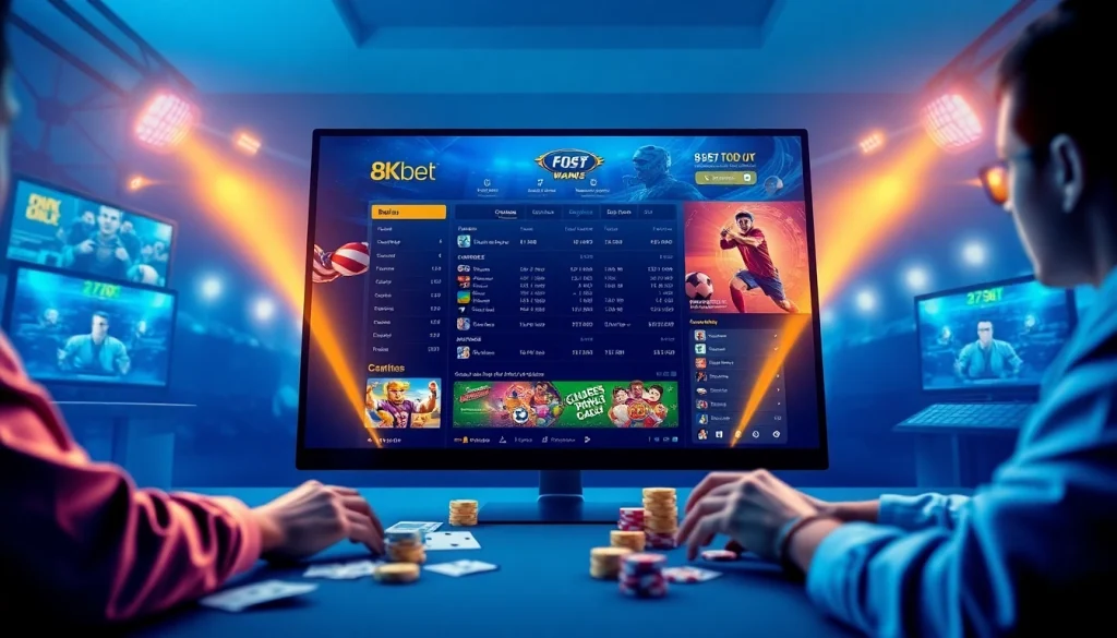 Experience the excitement of online betting with 8Kbet, featuring a vibrant gaming interface and sports betting options.