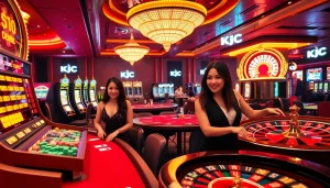 KJC members enjoying an exhilarating casino experience with colorful tables and high stakes.
